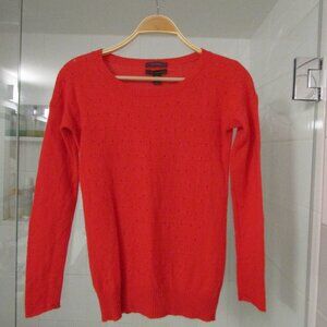 Saffron Tomato Red 100% Cashmere Sweater--Size Medium.
